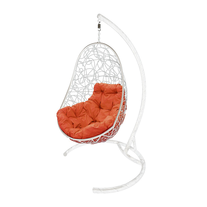 Кресло подвесное 'Овал' белое, оранжевая подушка "Verda Line"