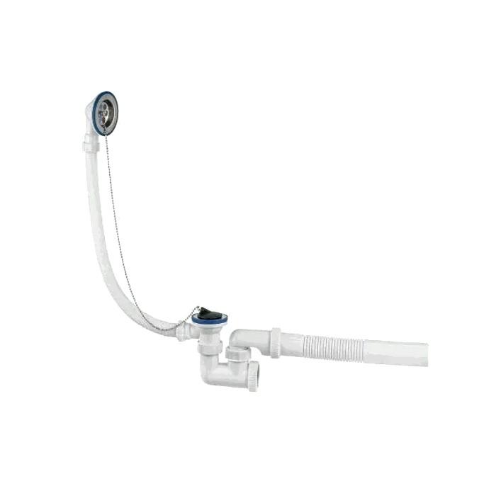 Сифон для ванны (1½"-40) г/труба 245-560мм,перелив450мм,нерж чаш выпуска и решетка УНИВ (ВИР 242)