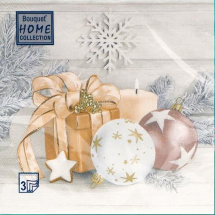 Салфетки бумаж 3 сл 33х33 см 20 шт/уп 'Праздничный натюрморт золотой' (Home Collection Classic)