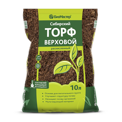 Торф сибирский верховой раскисленный 10 л (БиоМастер)