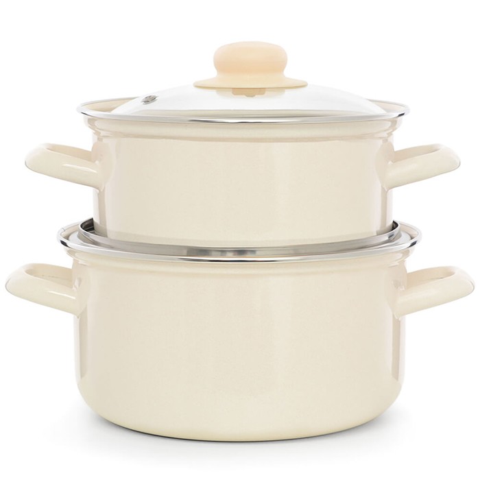 Набор кастрюль эмалир цилиндр (2,0+3,0 л) `Жемчужная` ЭТ-72972