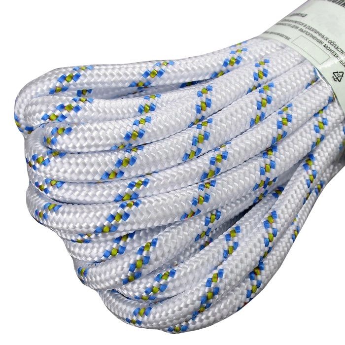 Шнур полипропиленовый, плетеный, с сердечником, 24 пр., d=12 мм, 10 м, КРАП микс