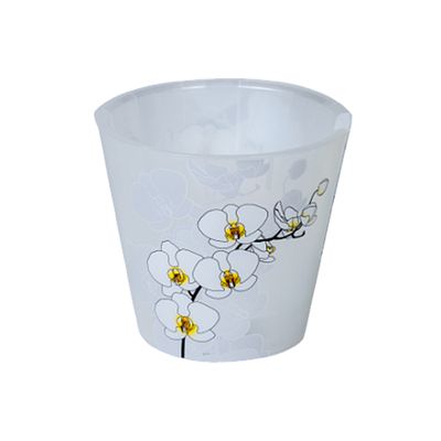 Кашпо пласт для орхидей 1,6 л d=160 мм h=145 мм 'London Orchid Deco' со встакой белая орхидея ING6196БЛ