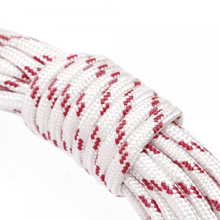 Фал плетеный с сердечником, полипропилен 16 пр., d=8 мм, 150 м (бело-красный)