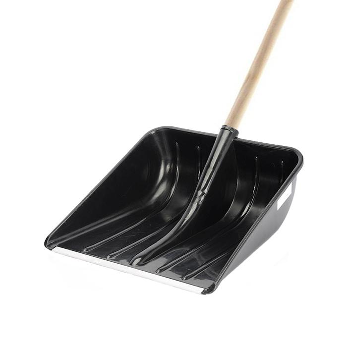 Лопата снегоуб пласт 400х400 с планкой алюм. d=32 `Praktische` дер/черенок