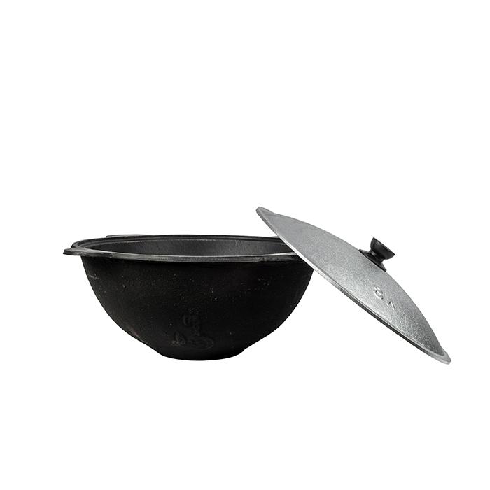 Казан чугун 8л плоское дно с алюм крышкой (УТ)