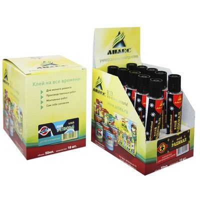 Клей контактный `Полиуретановый` прозрачный 40 мл шоу-бокс (Анлес)