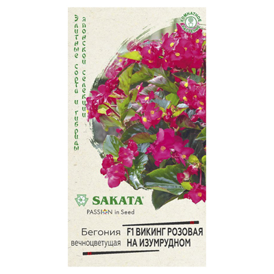 Бегония Викинг розовая на изумрудном F1, гибрид. гранул. 4 шт. проб. Саката сер. Элитная клумба (Гавриш)