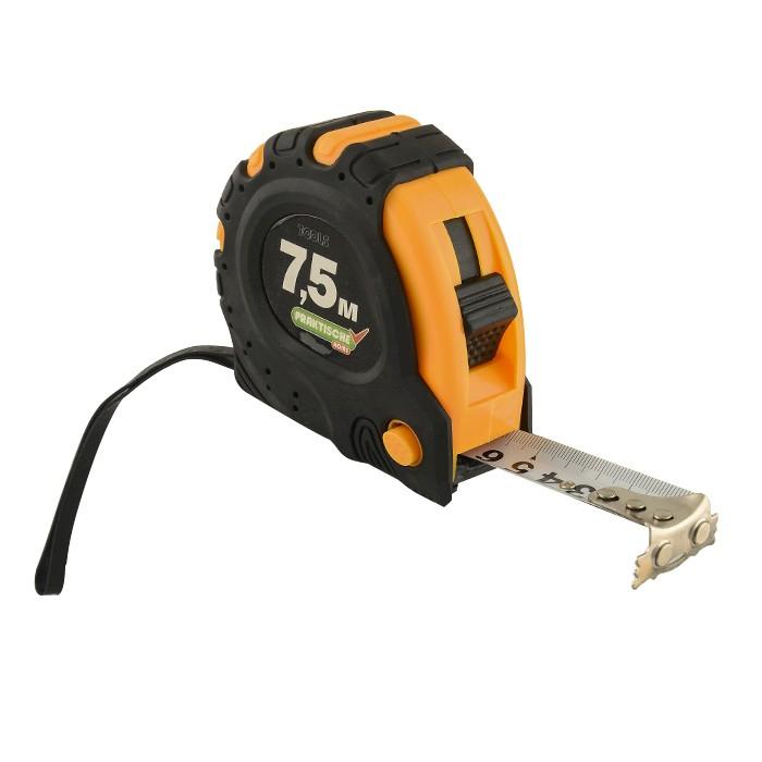 Рулетка "PRAKTISCHE TOOLS", 7.5 м х 25 мм, магнит крючок, обрезинен корпус, 3 фиксатора
