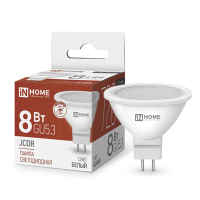Лампа светодиодная LED-JCDR-VC 8Вт 230В GU5.3 4000К 720Лм IN HOME