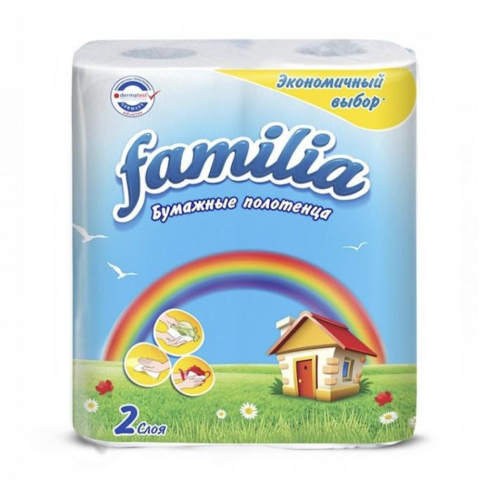 Полотенца бум 2-х сл 2 рул/упак белые 'Familia Радуга'