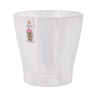 Кашпо пласт для орхидей 2,2 л d=162 мм h=160 мм 'Лея' с пристежным поддоном прозрачное м7883 (А)