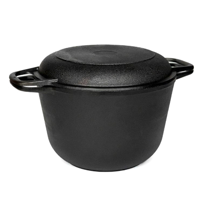 Кастрюля чугун 3 л d=20 см с крышкой-сковородой 1303-4 (Гардарика)