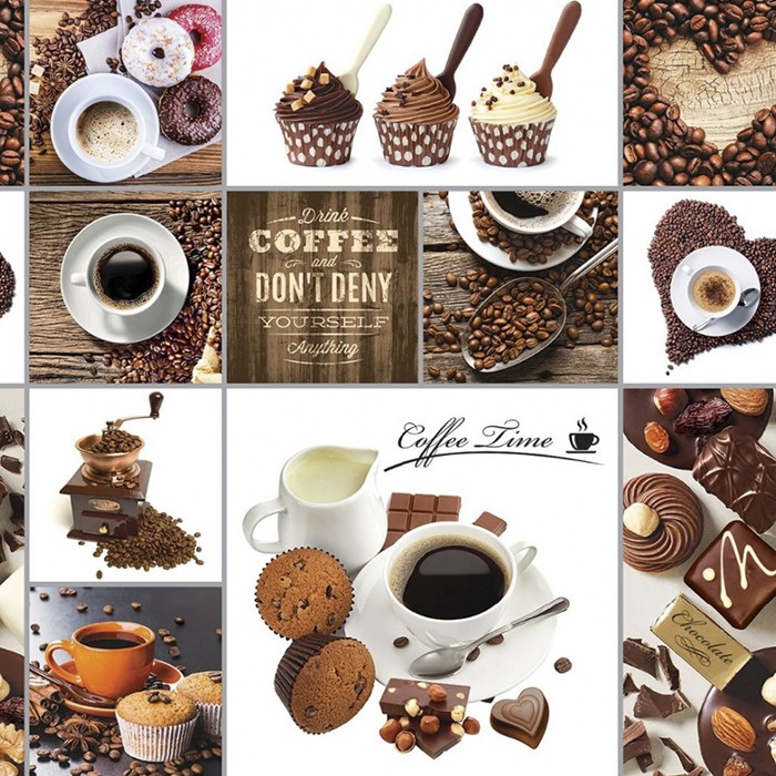 Клеенка неткан/основ. 1,35х20 м кофе/фон белый 'Мажор' 577/2 (Колорит)