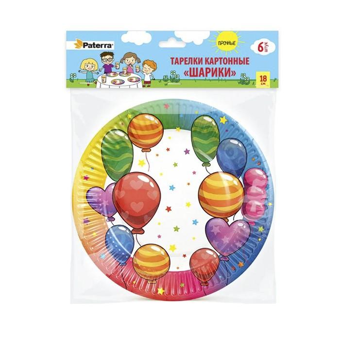 Тарелка бумажная d=180 мм 'Шарики' 6 шт/упак (Paterra)