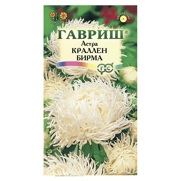 Астра Краллен Бирма, однолетняя (коготковая, кремовая) 0,3 г (Гавриш)