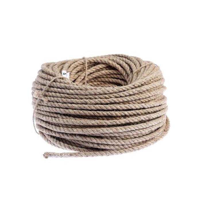 Верёвка джутовая, крученая, d=6 мм, 50 м