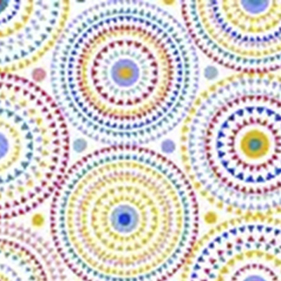 Клеенка н/ткани 1,25х25 м цветные круги/фон белый `Этюд` 592/2 (Колорит)