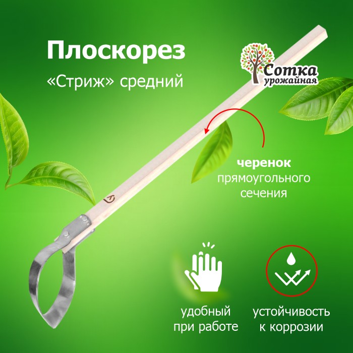 Плоскорез `Стриж` средний из нерж стали  с крепежом с дер/чер Урожайная сотка