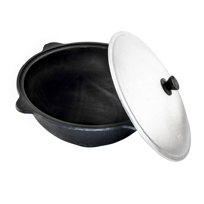 Казан чугун 6л плоское дно с алюм крышкой (УТ)