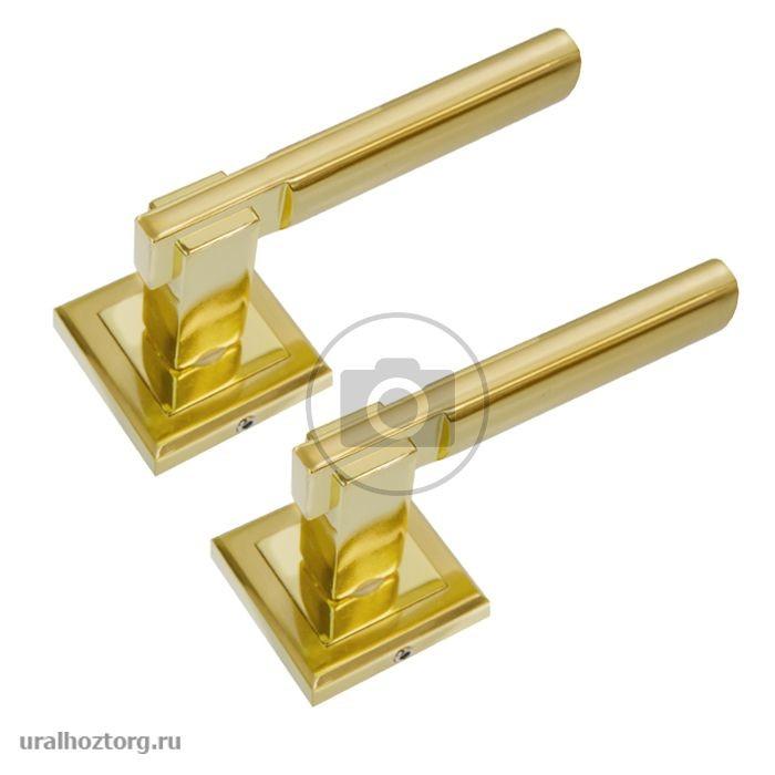 Ручка дверная `ЧИБИС` AL-349-SB/PB КРОНОС (мат.золото/зол) алюм, раздельная
