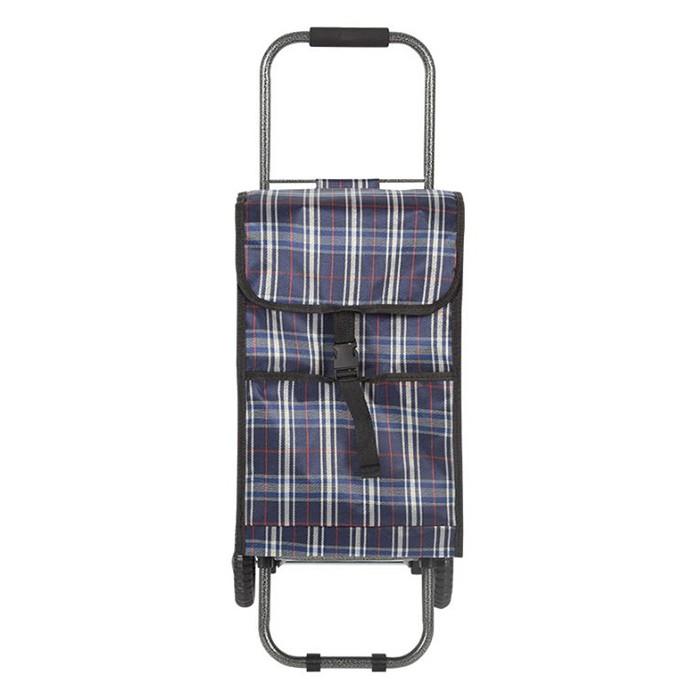 Сумка-тележка 'Клетка' max вес 30 кг 2 колеса d=13,5 см серо-синий JX-D2
