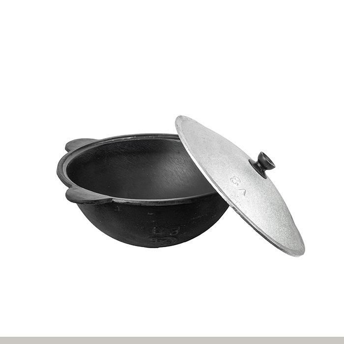 Казан чугун 8л круглое дно с алюм крышкой (УТ)