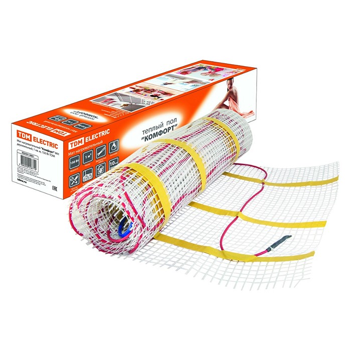 Мат нагревательный "Комфорт", двухжильный, 1 кв. м, 150 Вт TDM