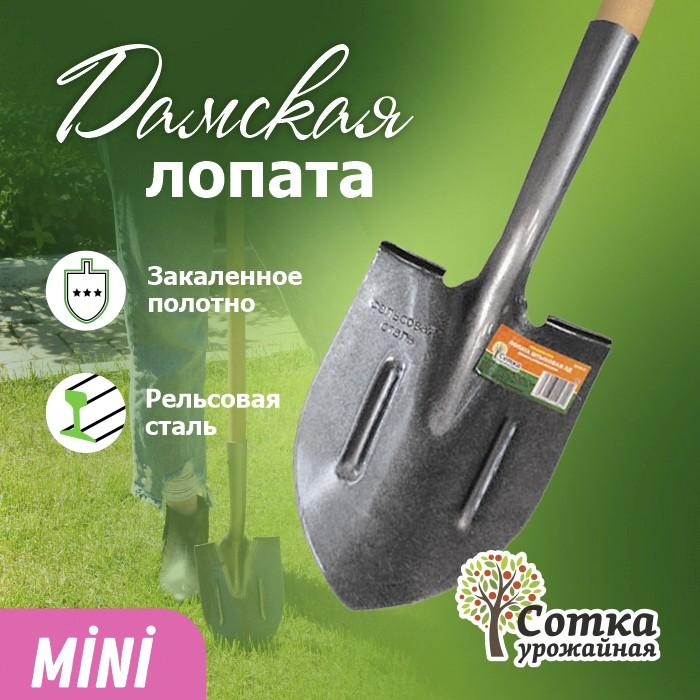 Лопата штыковая ЛД рельс.сталь `Урожайная сотка` дамская с ребр.жест с краш дер/чер S518-13