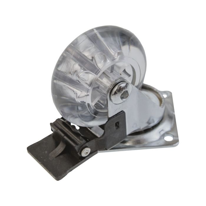 Опора колесная 35мм с пятой, поворот.подшипн., со стопором прозрачное (SANBERG)