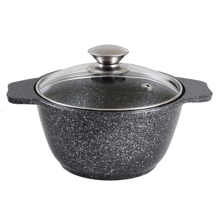 Кастрюля алюм 2 л а/п стекл крышка `Темный мрамор`  кмт22а (Kukmara)