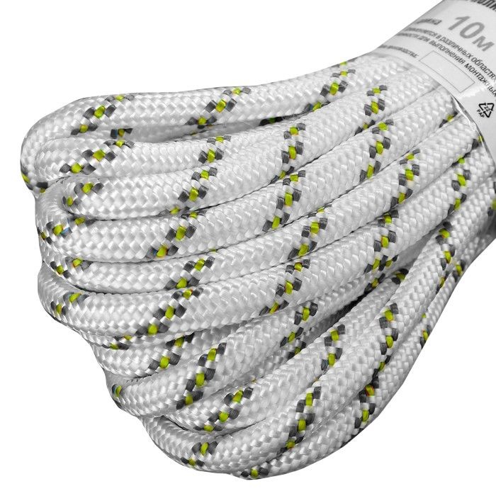 Шнур полипропиленовый, плетеный, с сердечником, 16 пр., d=8 мм, 10 м, КРАП микс