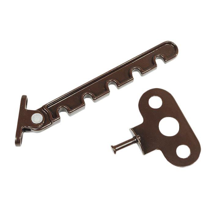 Ограничитель открывания для пластиковых окон 5-ти позицион с метал держ, метал.заклепка (коричн) [2шт]