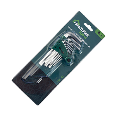 Набор ключей шестигранных, 1.5 - 10 мм, 9 штук `PRAKTISCHE TOOLS` Blister
