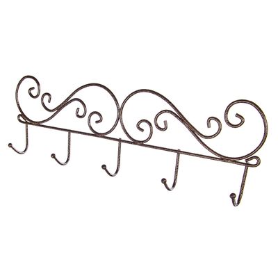 Вешалка металл 5 крючков 40,2х4,2х13 см "Кружева-5" медный антик/коричневый ВН 276 (ЗМИ)