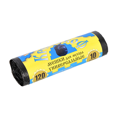 Мешки для мусора 120 л 10 шт рулон 13 мкм ПНД (Крепакоф)