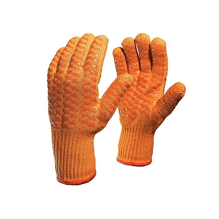 Перчатки ХБ 7,5 класс "Захват" с силиконовым двусторонним покрытием оранжевые (142 гр) 