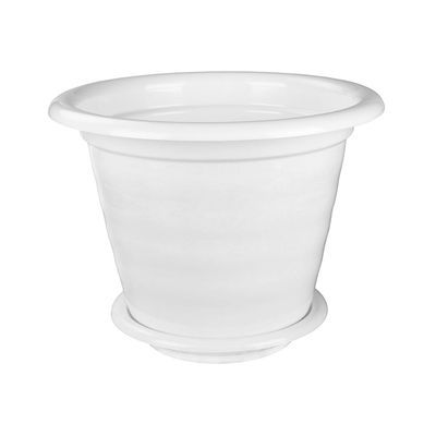 Кашпо пласт 16,0 л d=390 мм h=300 мм 'Виола' с поддоном белый м1348 (А)