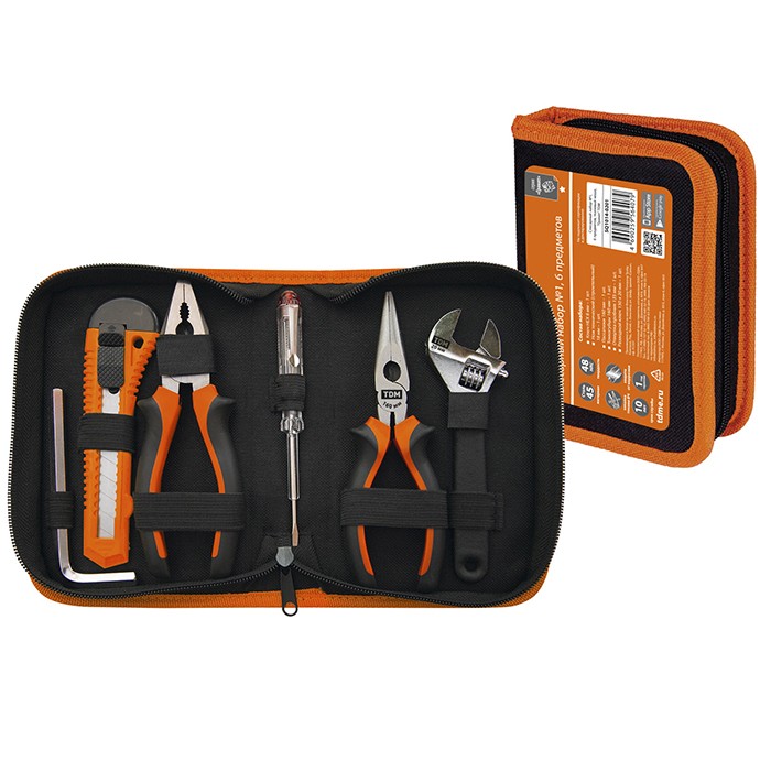 Набор слесарный №1 "Гранит", 6 предметов, тканевый чехол, TDM, SQ1014-0201