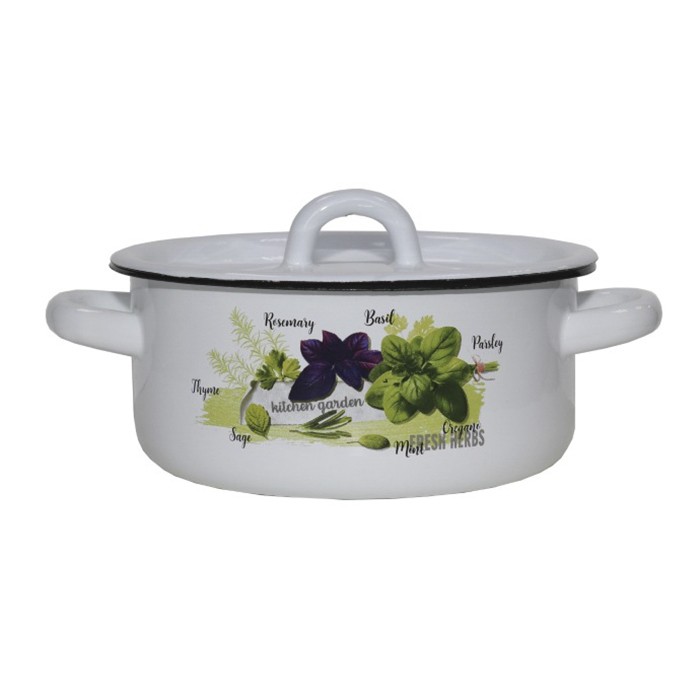 Кастрюля эмалир 1,5 л цилиндр `Базилик` 01-1608/4 (Эмаль)