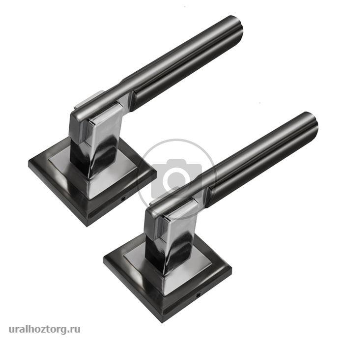 Ручка дверная `ЧИБИС` AL-349-GR/CP КРОНОС (серый графит/хром) алюм, раздельная