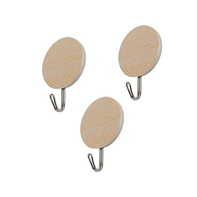 Крючок самоклеящийся `SANBERG` пластик КРУГ ДЕРЕВО комп. 3шт Blister