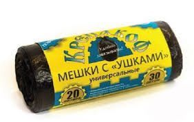 Мешки для мусора 20 л 30 шт рулон с ушками 8 мкм ПНД (Крепакоф)