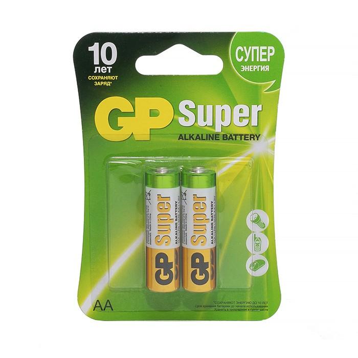 Батарейка алкалиновая `GP` Super Alkaline 15А АA (блист-2)