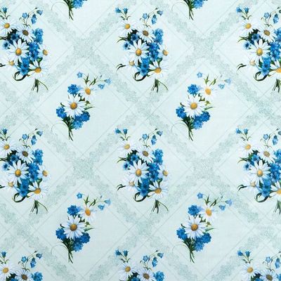 Клеенка н/ткани 1,25х25 м ромашки/фон голубой `Этюд` 444/1 (Колорит)
