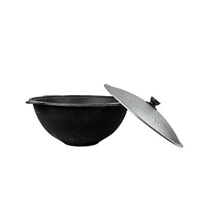 Казан чугун 8л плоское дно с алюм крышкой (УТ)