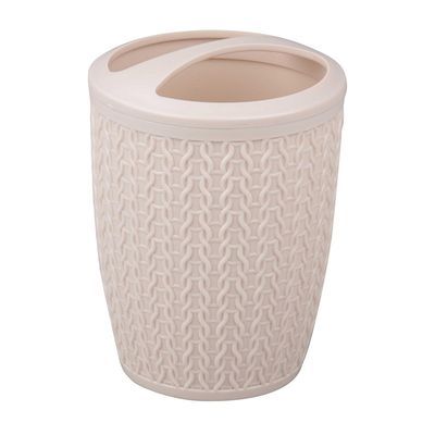 Стакан для зубных щеток с разделителем 'Вязаное плетение' бежевый  м6876 (А)