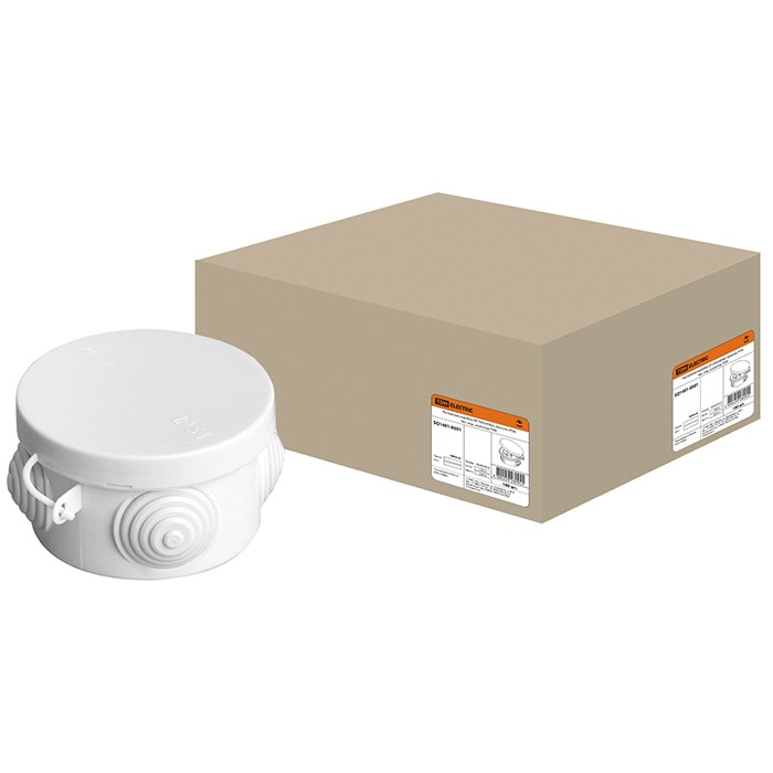 Коробка распаячная ОП, IP54, 4 ввода, D65х40 мм, крышка, TDM, SQ1401-0501