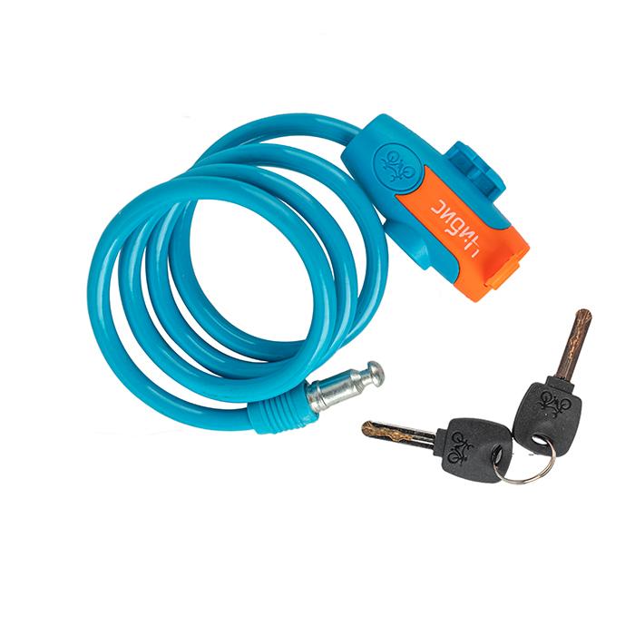 Замок навесной `ЧИБИС` PС2126-8-1000 BLUE велосипедный (8*1000мм) защит. шторка, синий, 2 англ. кл. 