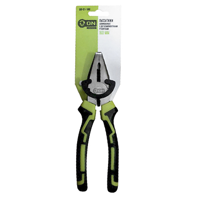 Пассатижи 160 мм, шлифованные, двухкомпонентная рукоятка ON , 08-01-160